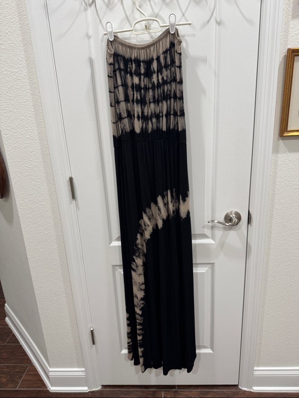 Tie-Dye Black and Taupe Maxi Dress